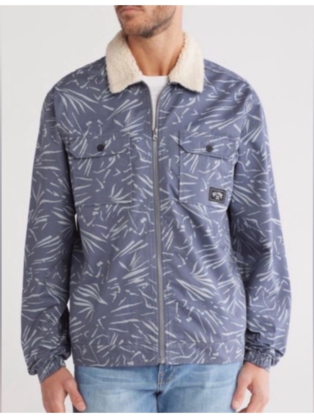 NWT BillaBong Xander Blue Palm Print Lightweight Jacket Sz M